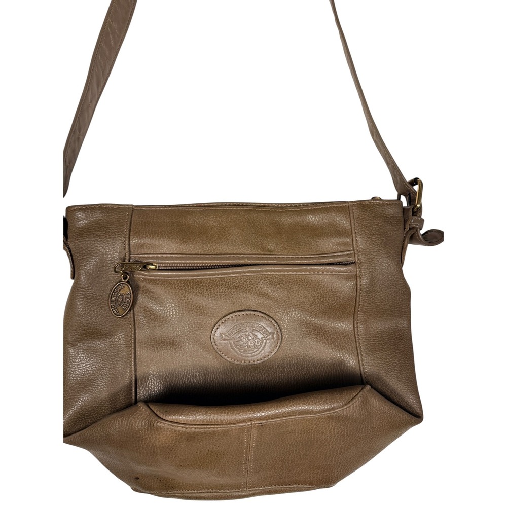Stone Mountain USA Brown Leather Crossbody Bag Pebble Purse Taupe Vintage Style
